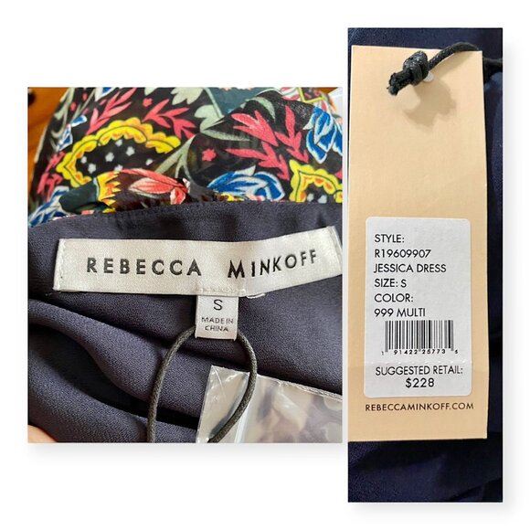 Rebecca Minkoff Jessica Ruffle Floral Midi Wrap Dress S Black Multicolor NWT - Picture 5 of 16
